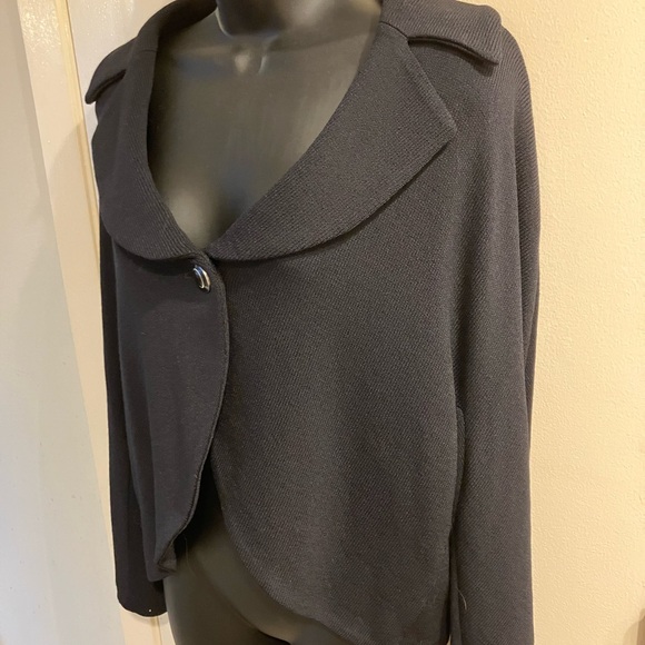 St John Collection One Button Knit Blazer Sweater Black Size 14 - Picture 2 of 13
